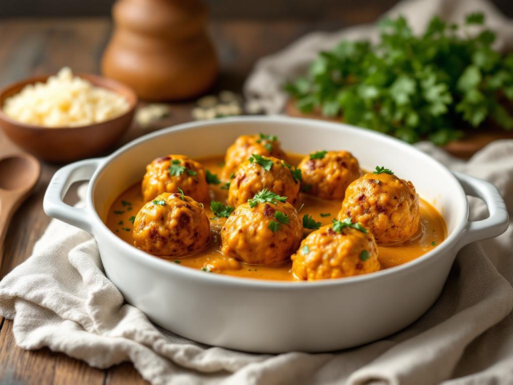 Baked Pumpkin Meatballs in Pumpkin Sauce image