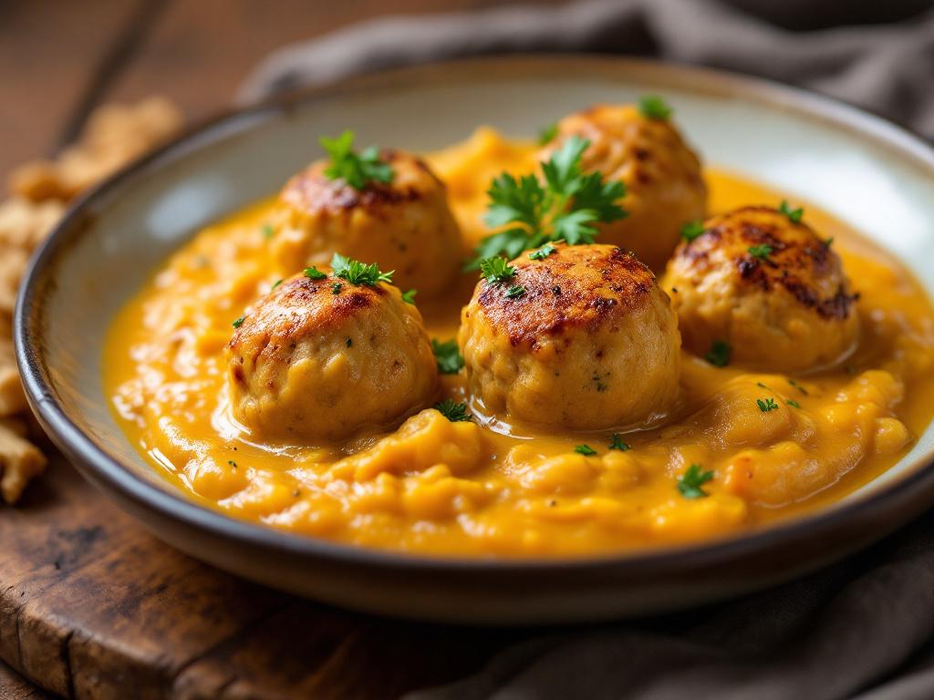Chicken Meatballs with Pumpkin in Pumpkin Sauce image