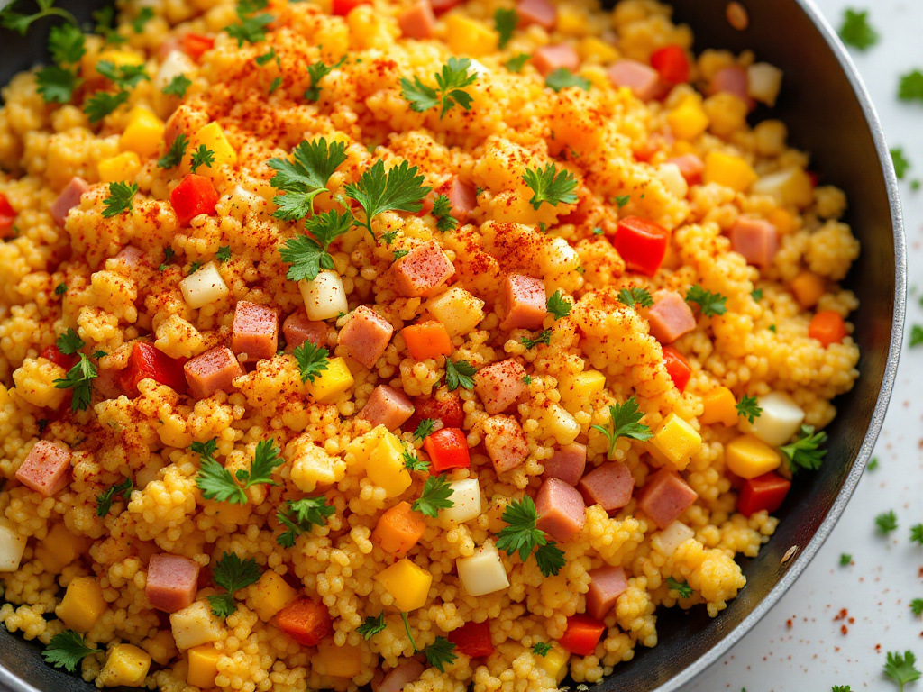Couscous Skillet with Egg and Ham image