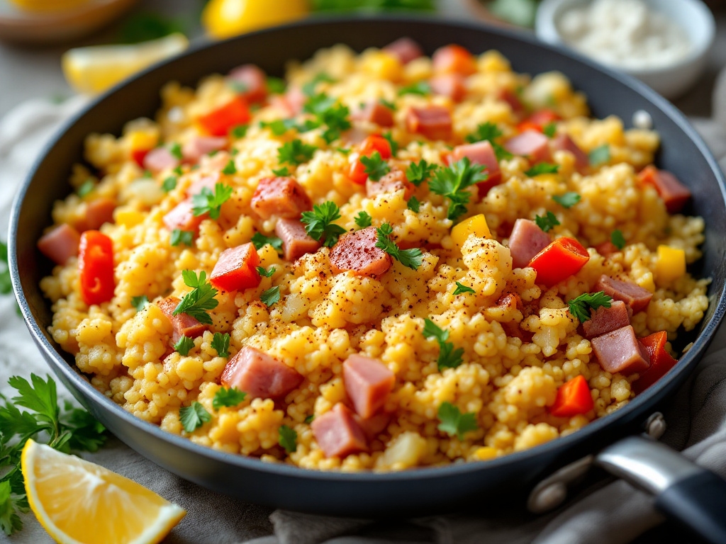 Couscous Skillet with Egg and Ham image