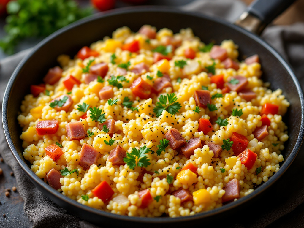 Couscous Skillet with Egg and Ham image