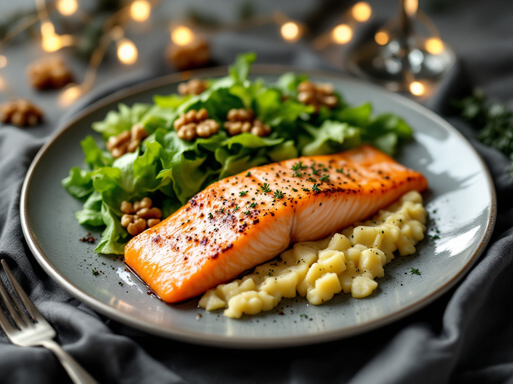 Simple New Year’s Eve Menu: Salmon Fillet with Potato Gratin and Lamb's Lettuce image