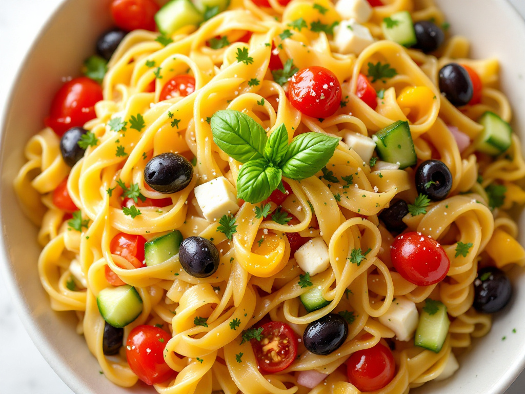 Gluten-free pasta salad with fresh vegetables image