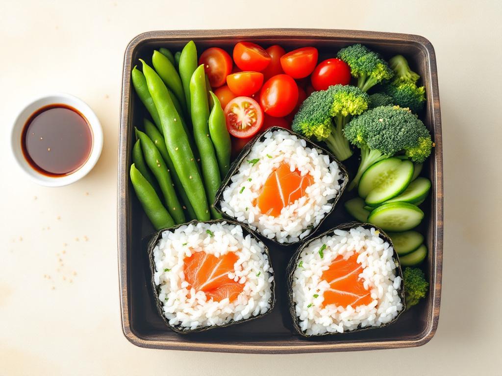 Japanese Salmon Onigiri Lunch Box (No Meat, No Raw Eggs) image