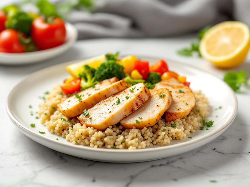 Lean Chicken Breast with Quinoa and Roasted Vegetables (Low-Calorie Dinner) image