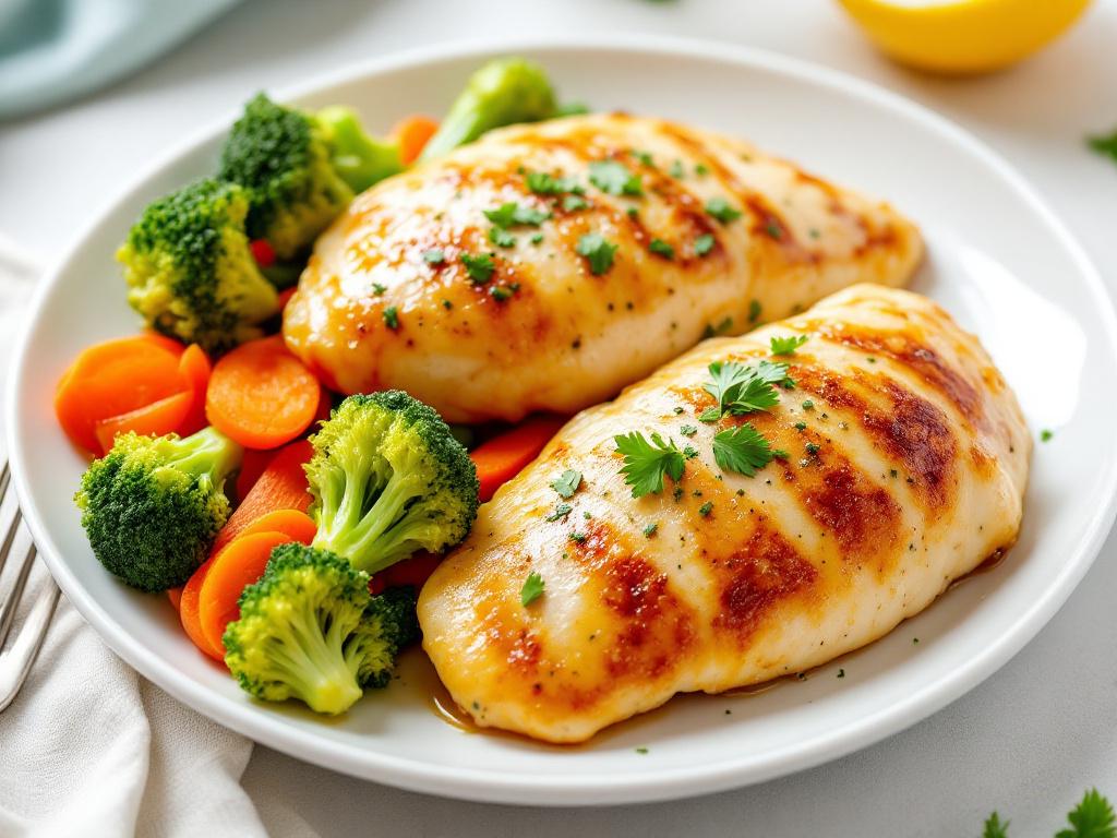 Lemon Herb Baked Chicken with Steamed Vegetables image