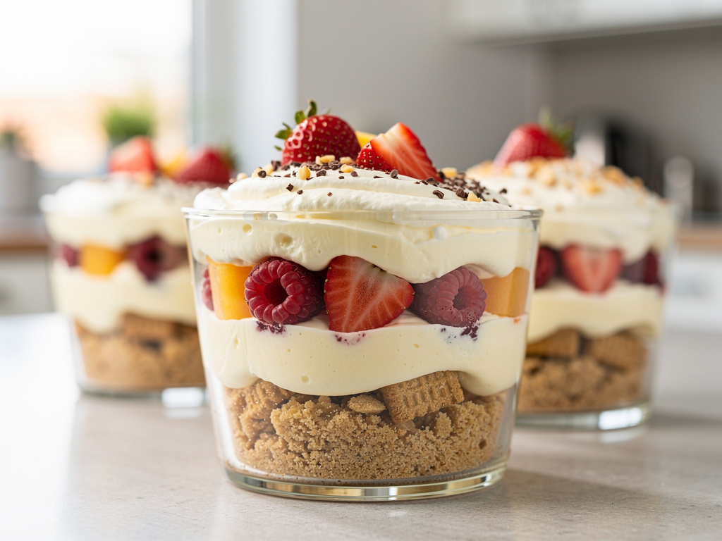 Quick quark dessert with butter biscuits image