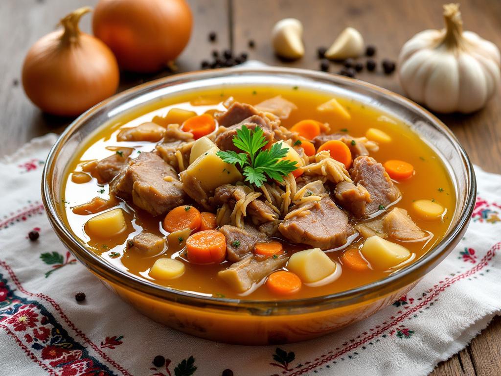 Traditional Ukrainian Kholodets (Meat Aspic) image
