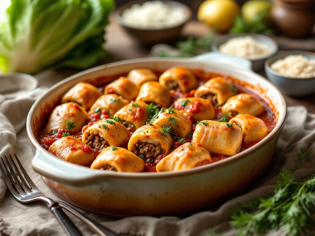 Ukrainian Meat-Stuffed Cabbage Rolls (Holubtsi) image