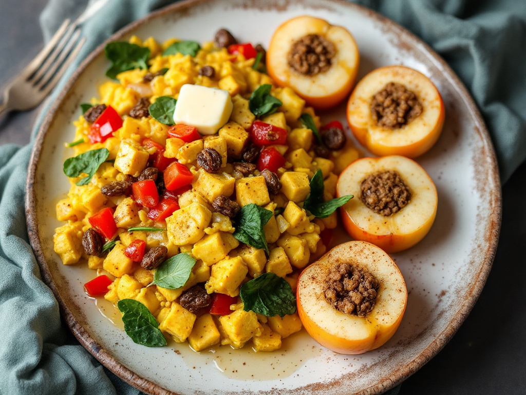 Vegan Advent Brunch: Festive Tofu Scramble with Baked Apples image